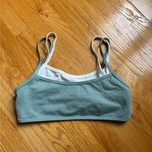 SET Active Green and White Sports Bra